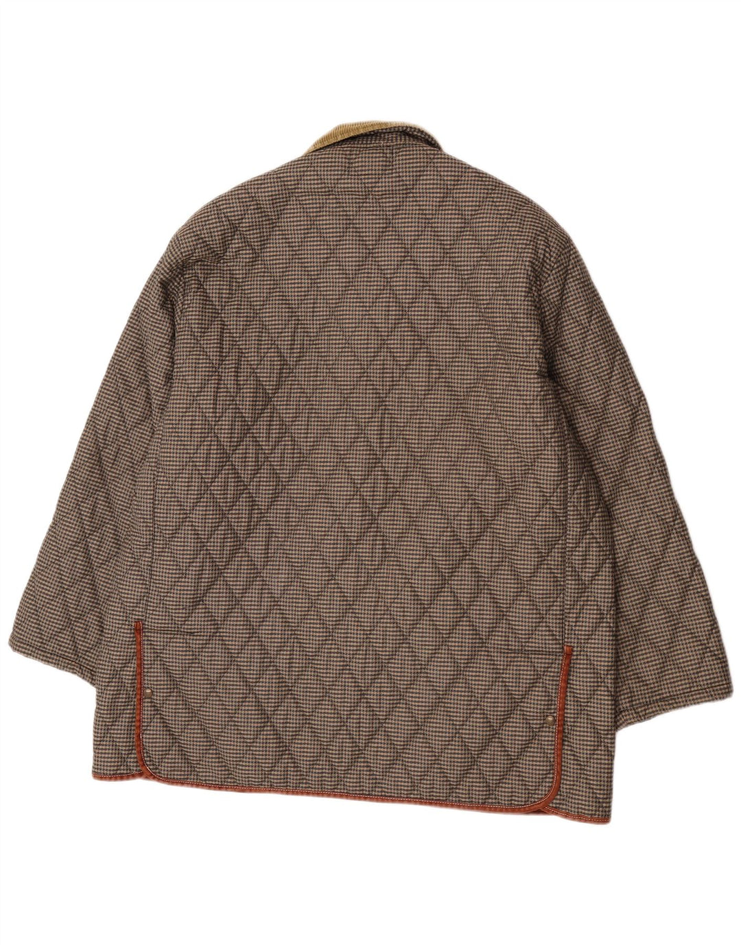 Vintage herre quiltet jakke UK 44 2XL Brun Houndstooth Polyester