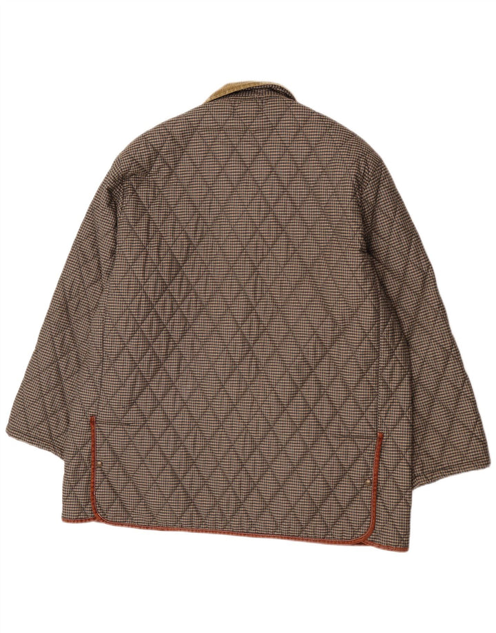 Vintage herre quiltet jakke UK 44 2XL Brun Houndstooth Polyester