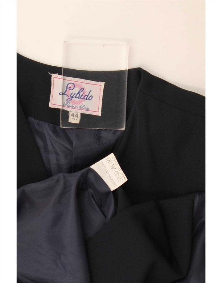 Lybido Dame Dobbeltradet Frakke IT 44 Medium Navy Blue Floral Polyester