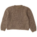 Vintage dame sweater med rund hals DK 14 Medium Grå Flecked