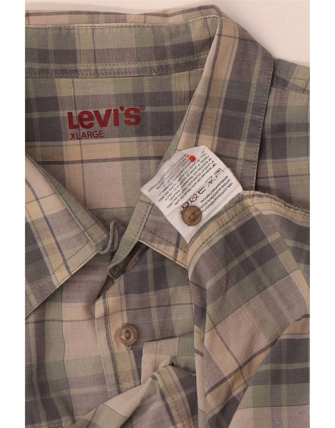 Levi's kortærmet herreskjorte XL grå ternet bomuld
