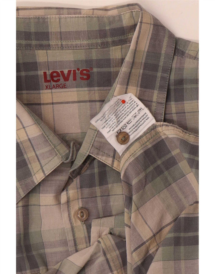 Levi's kortærmet herreskjorte XL grå ternet bomuld