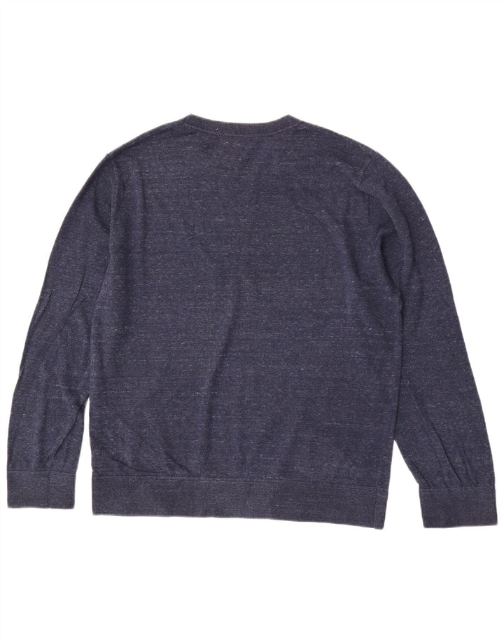 Gap Herre Crew Neck Jumper Sweater Large Navy Blue Flecked Bomuld