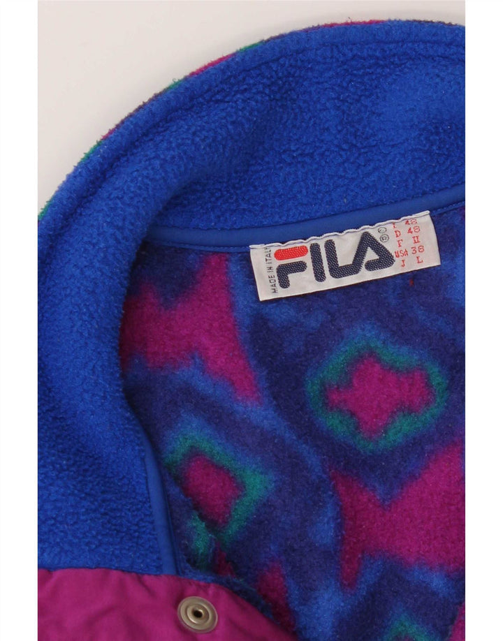 Fila Herre Button Neck Fleece Jumper IT 48 Medium Blue Geometric
