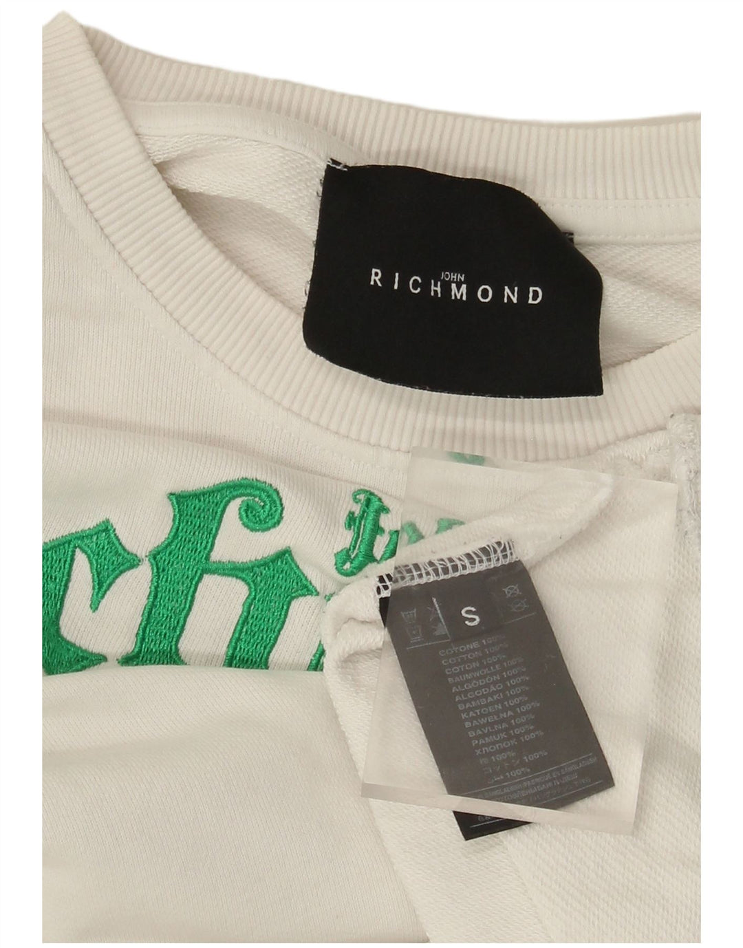 RICHMOND Dame Oversized Grafisk Sweatshirt Jumper UK 10 Small White