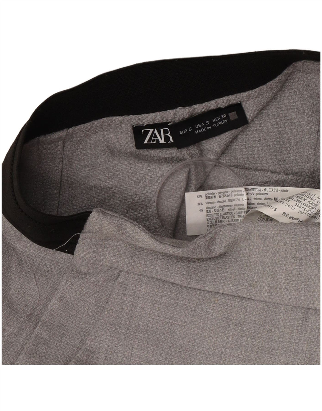 Zara Slim Suit Bukser Small W26 L28 Grå polyester