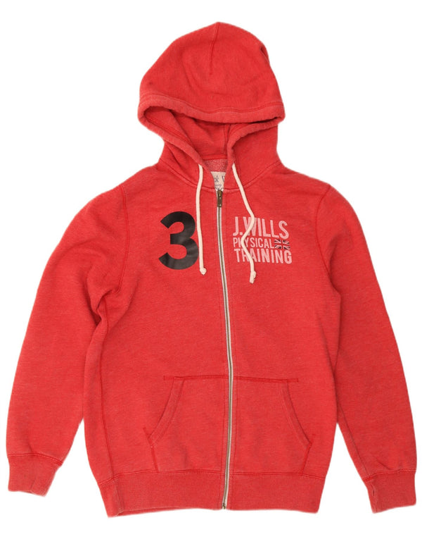 Jack Wills Mens Graphic Zip Hoodie Sweater Small Red Cotton