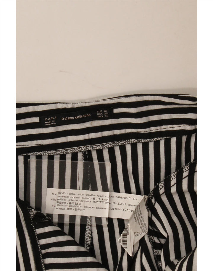 Zara Dame Skort UK 4 XS Sort Stribet Bomuld
