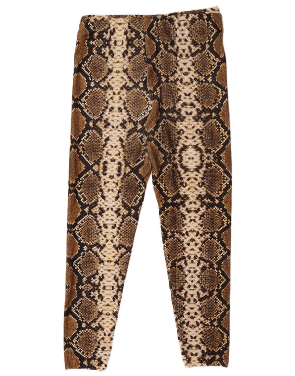 Zara Womens Leggings UK 12 Medium Brown Animal Print Polyester