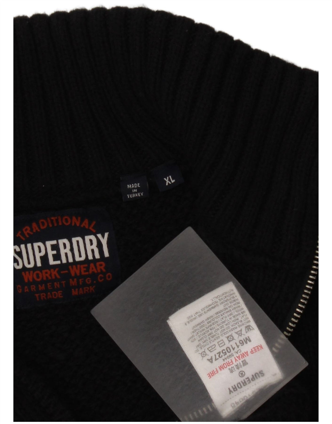 Superdry Sweater med lynlås til mænd XL sort akryl