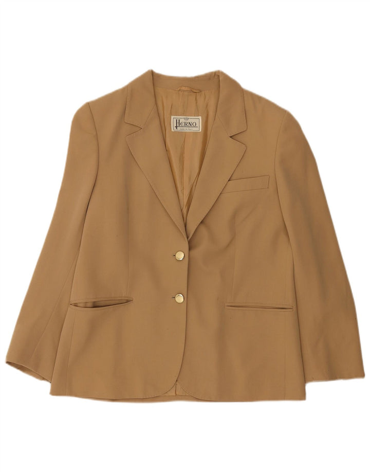 Herno Dame 2 Button Blazer Jacket IT 50 XL Beige Uld