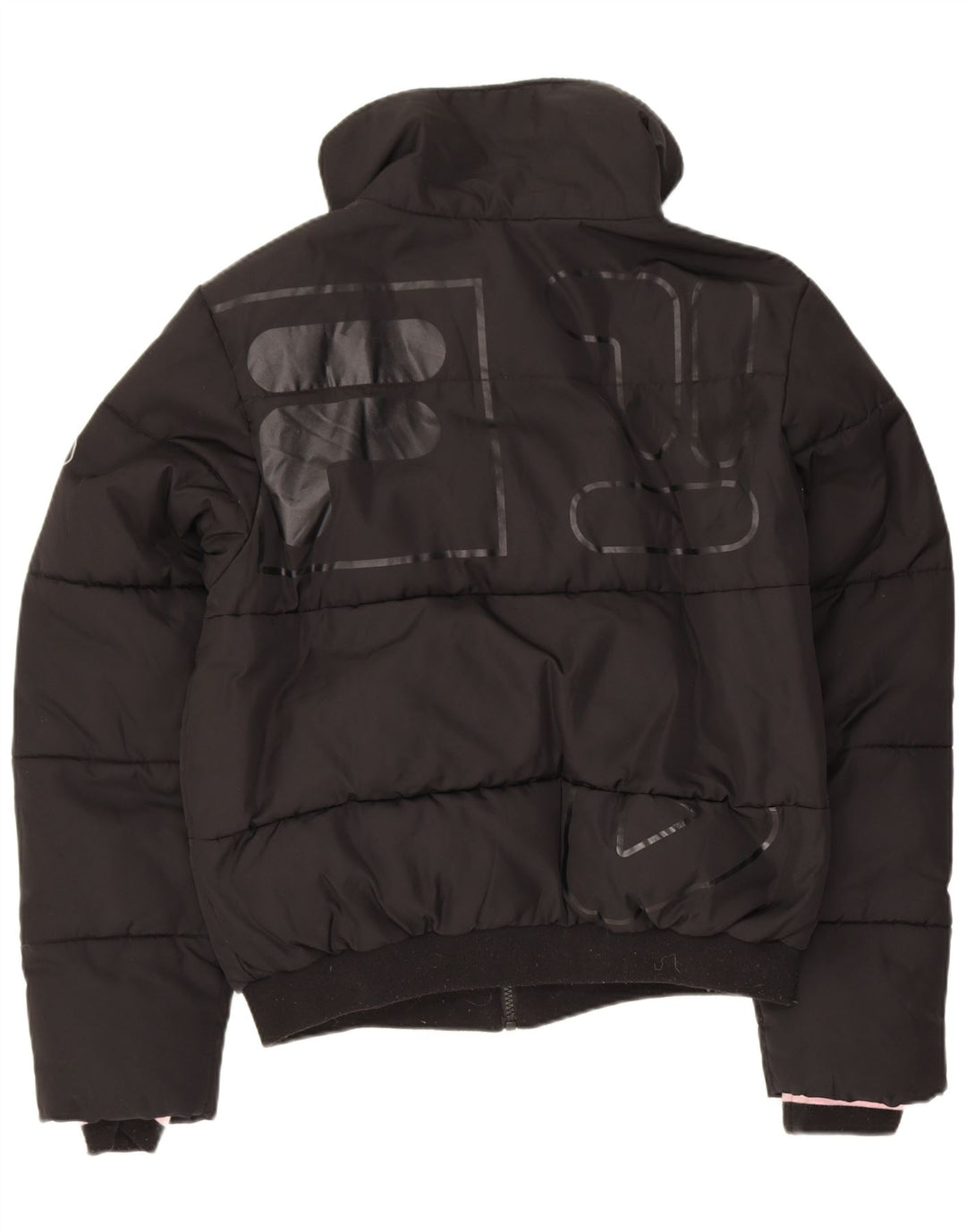 Fila Kvinders Grafisk Oversized Polstret Jakke UK 10 Lille Sort Polyester