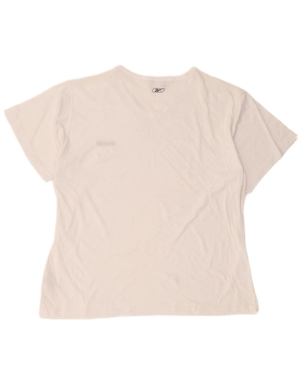 Reebok Dame T-Shirt Top UK 24 4XL Hvid Bomuld