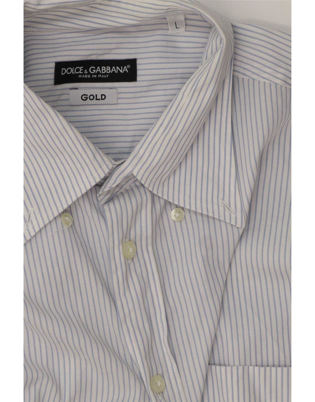 Dolce & Gabbana herreskjorte stor blå nålestribet bomuld