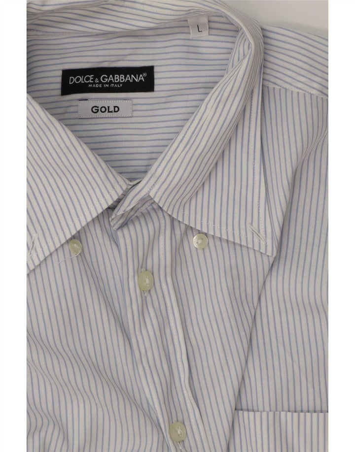 Dolce & Gabbana herreskjorte stor blå nålestribet bomuld
