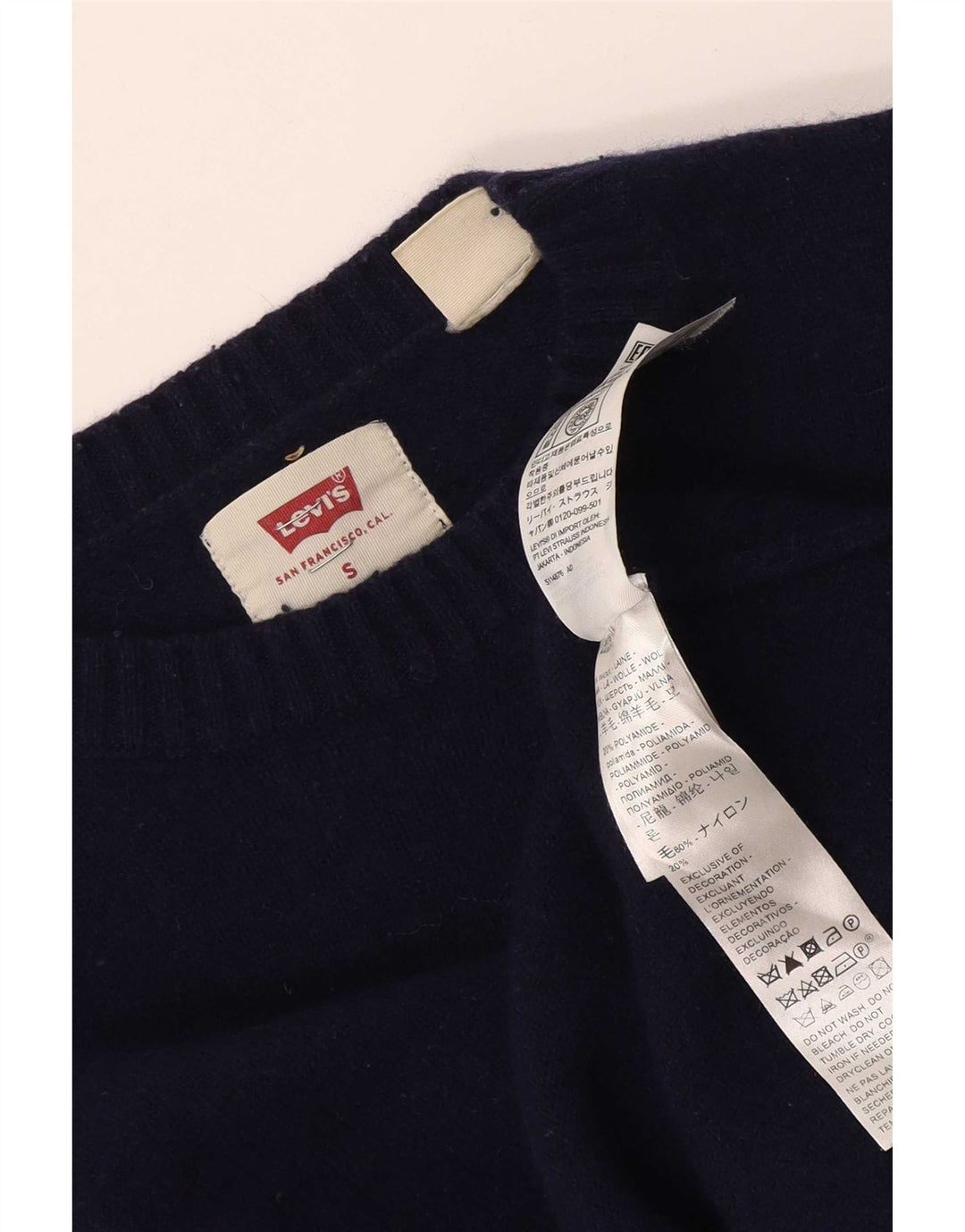Levi's Dame Boat Neck Jumper Sweater UK 10 Small Navy Blue Wool