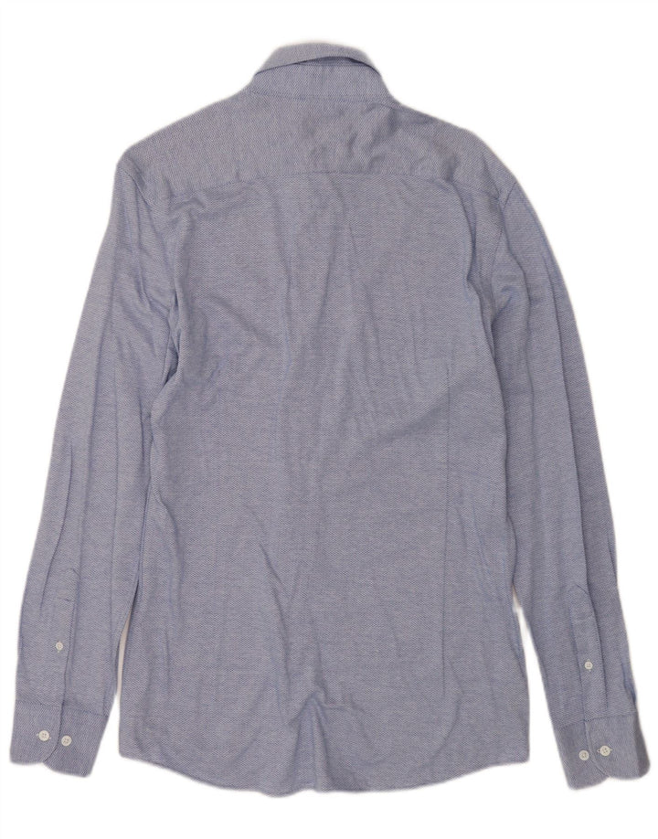 Massimo Dutti Herreskjorte Medium Blue Chevron Bomuld