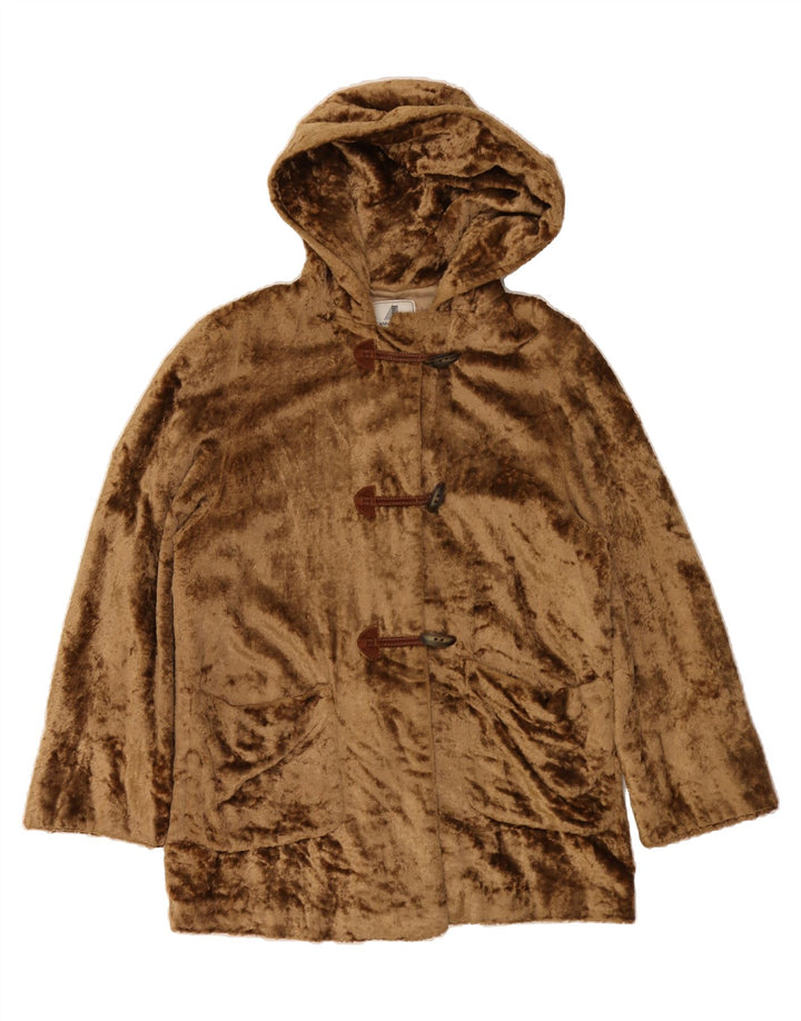 ANNA LINDER Womens Oversized Hooded Faux Fur Duffle Coat EU 36 Small Brown Vintage Anna Linder and Second-Hand Anna Linder from Messina Hembry 