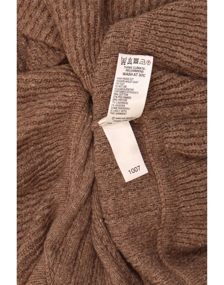 Marks & Spencer Dame Cardigan Sweater UK 12 Medium Brun Bomuld