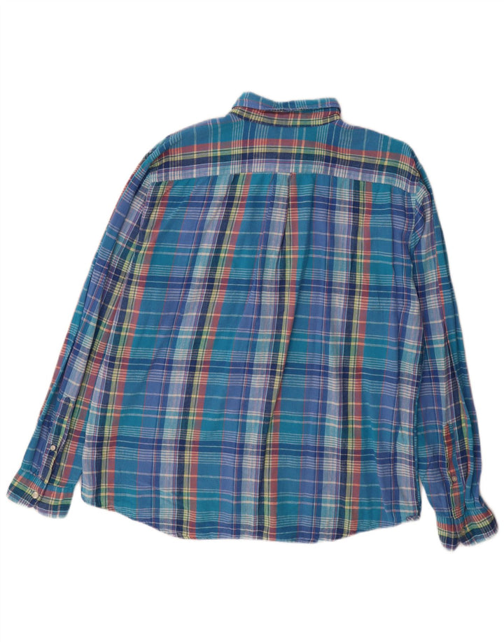 DOCKERS Herre Slim Fit Flanellskjorte XL Blå Ternet