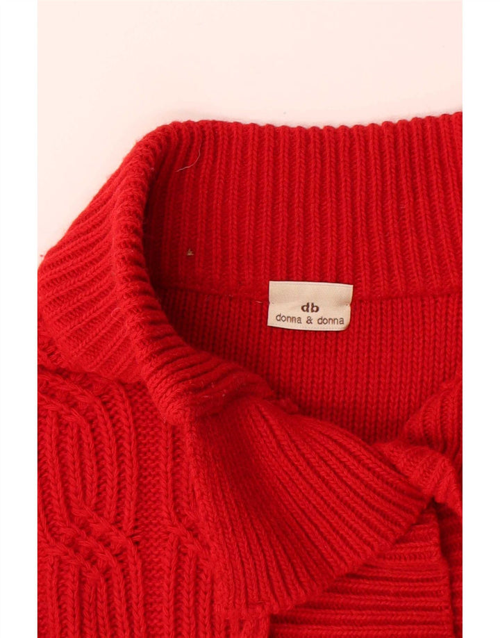 Vintage dame cardigan sweater UK 12 medium rød akryl