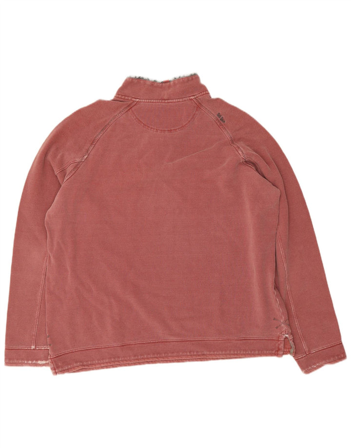Fat Face Herre Zip Neck Sweatshirt Jumper Large Pink Bomuld