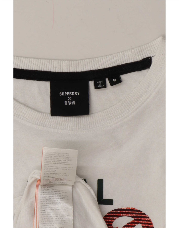 Superdry Grafisk T-shirt til mænd, medium hvid bomuld