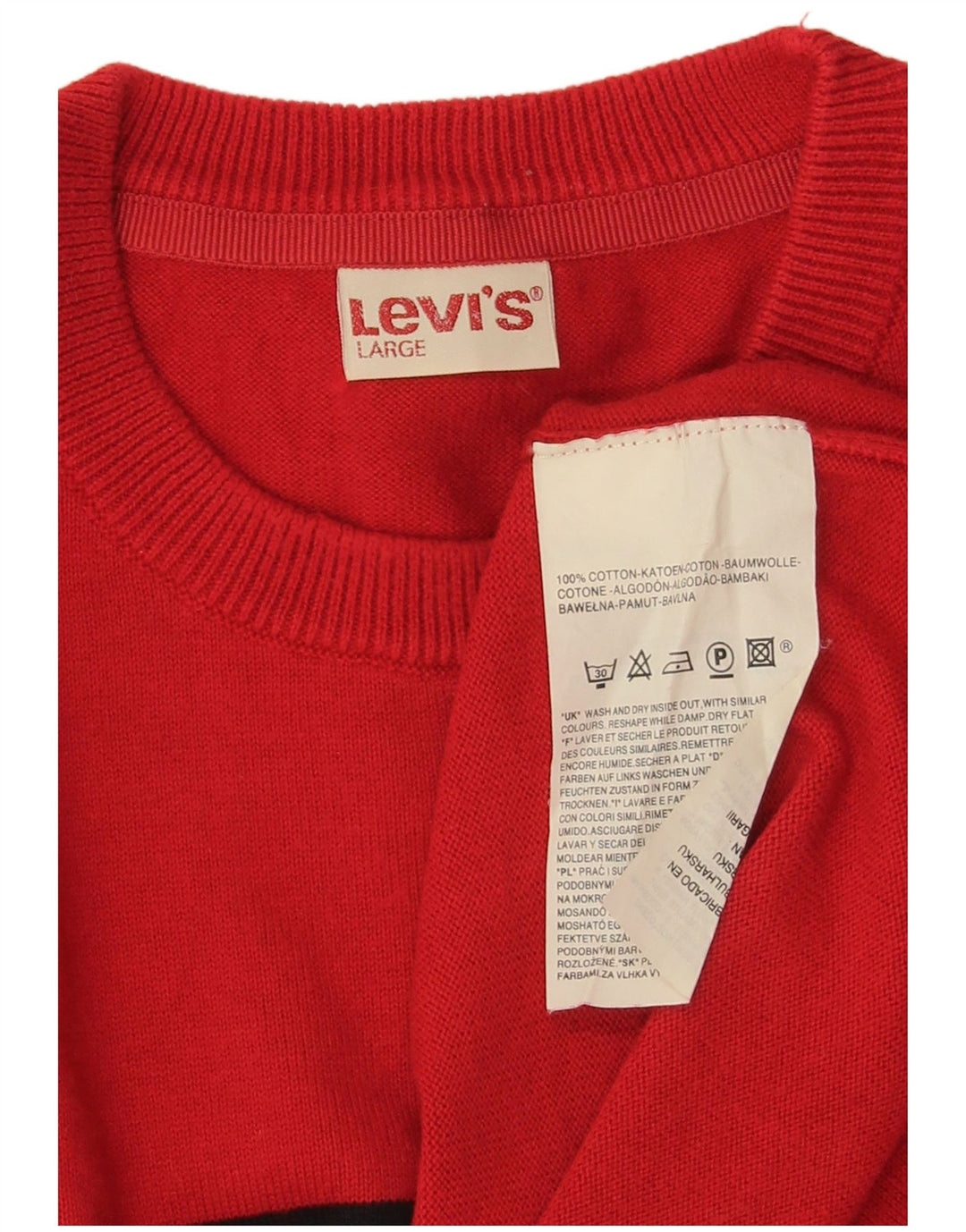 Levi's Herre sweater med rund hals, stor rød stribet bomuld
