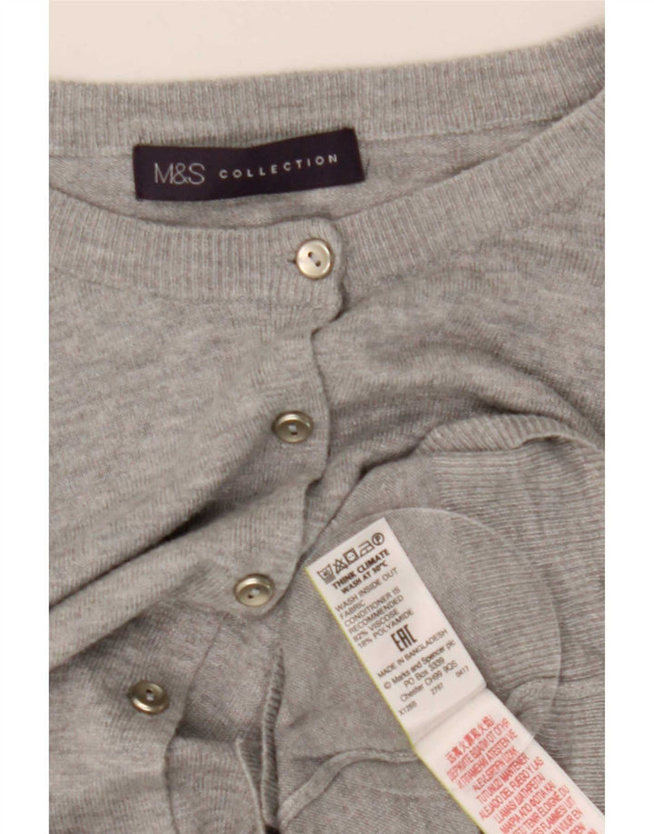 Marks & Spencer Dame Cardigan Sweater UK 12 Medium Grey Viscose