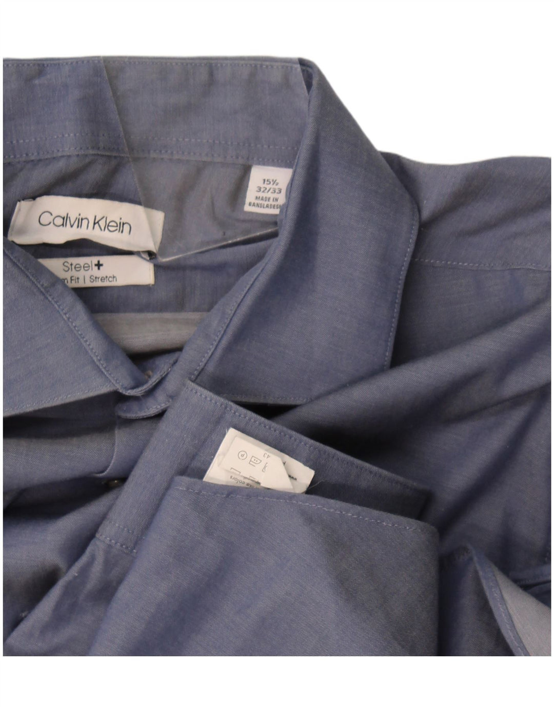 Calvin Klein Herre Slim Fit Skjorte Størrelse 15 1/2 Medium Blue Cotton