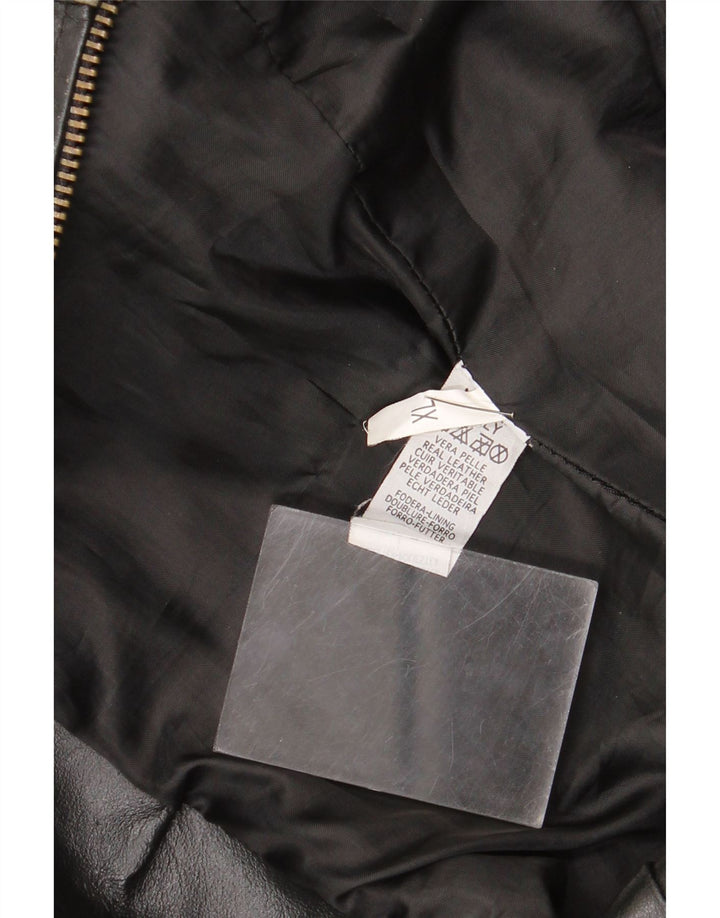 Vintage læderjakke til kvinder UK 18 XL sort læder