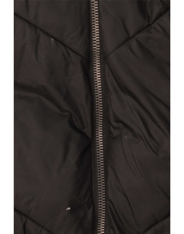 Zara Dame Hætte Polstret Frakke UK 14 Medium Sort Polyester