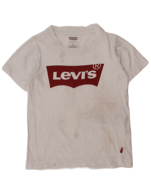 LEVI'S drenge grafisk T-shirt top 3-4 år hvid bomuld