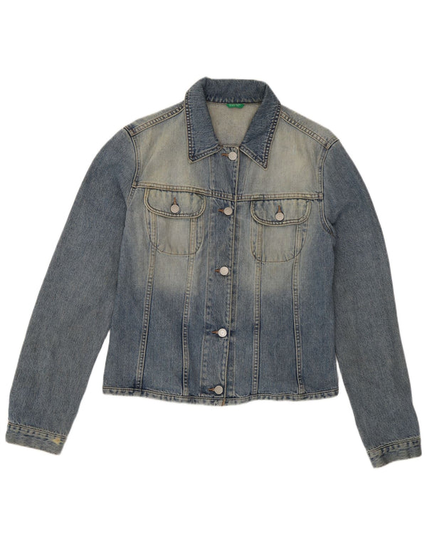 Benetton Dame denimjakke UK 16 Stor Blå Bomuld