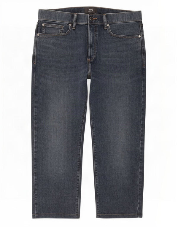 Marks & Spencer Herre højtaljede cropped jeans W34 L23 Marineblå bomuld