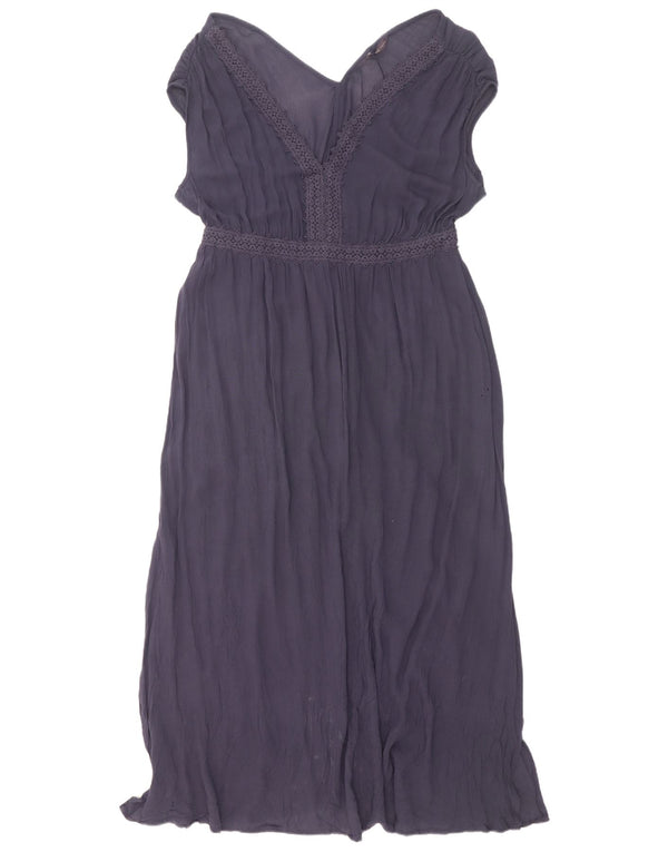 Marks & Spencer Dame Maxi Dress UK 18 XL Navy Blue Floral Viscose