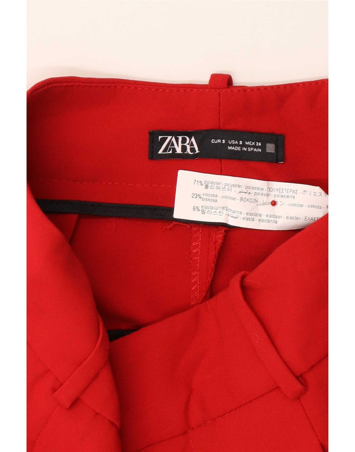 Zara Dame Pegged Suit Bukser Small W26 L27 Rød Polyester