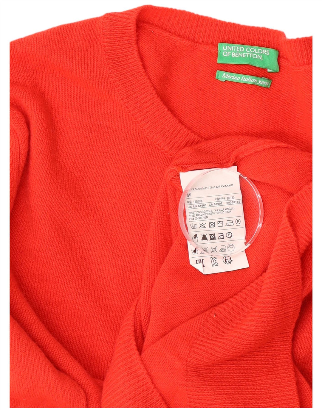 Benetton Dame Jumper Sweater UK 12 Medium Red Virgin Wool