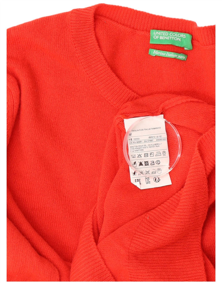 Benetton Dame Jumper Sweater UK 12 Medium Red Virgin Wool