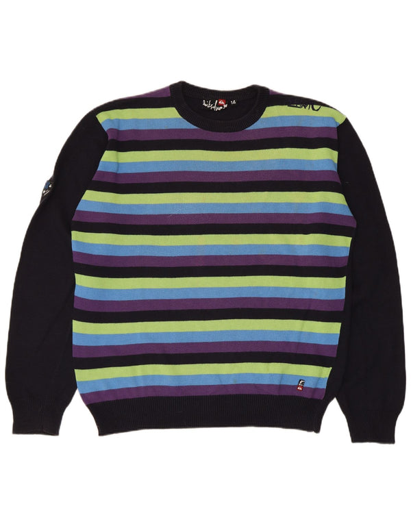 Quiksilver drenge sweater med rund hals 13-14 år sort stribet akryl