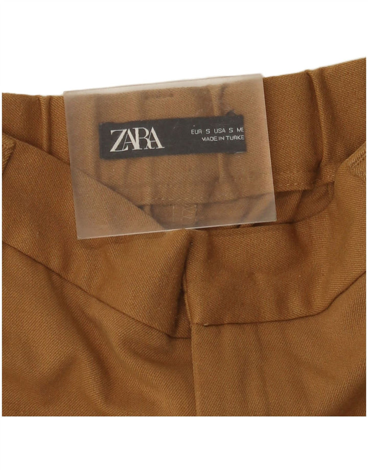 Zara Womens Cropped Trousers Small W26 L24 Brun