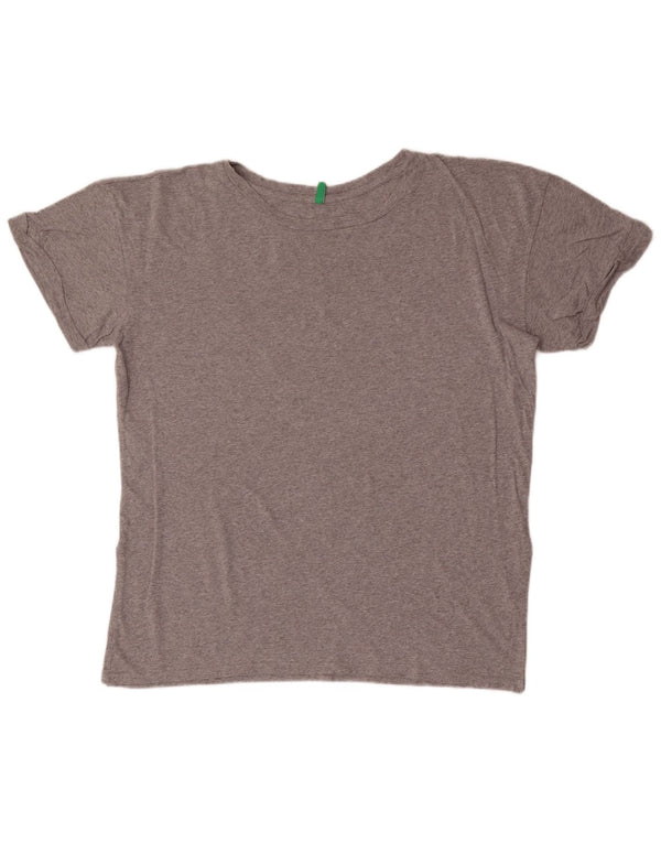 Benetton Dame T-Shirt Top UK 18 XL Grå Flecked