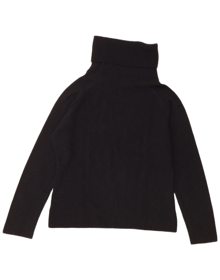 Benetton Dame Roll Neck Jumper Sweater UK 16 Large Black Virgin Wool