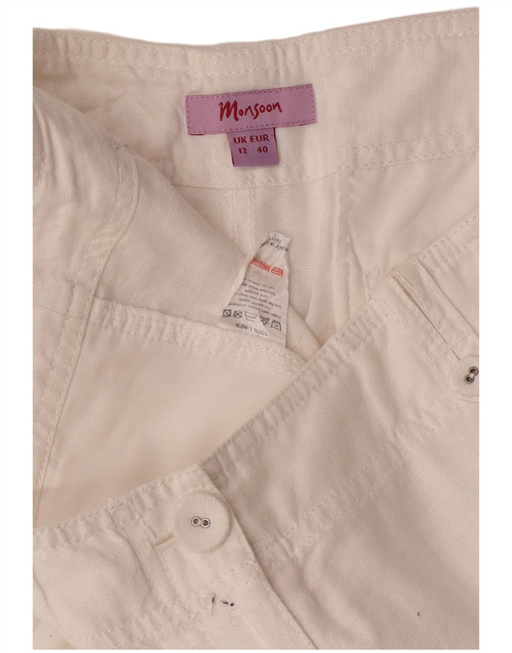 MONSOON Dame Bootcut Chino Bukser UK 12 Medium W32 L31 White Linen