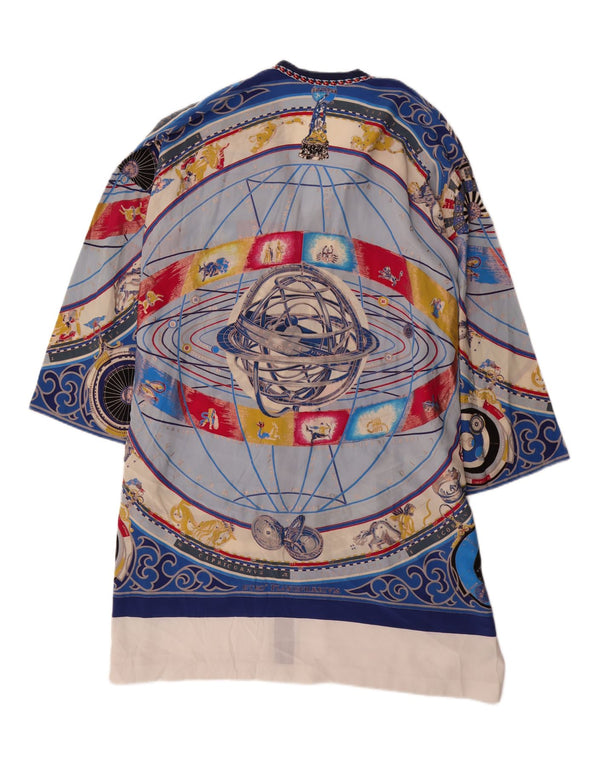 VINTAGE Kvinders Oversized Abstrakt Pattern Shift Dress UK 14 Medium Blue