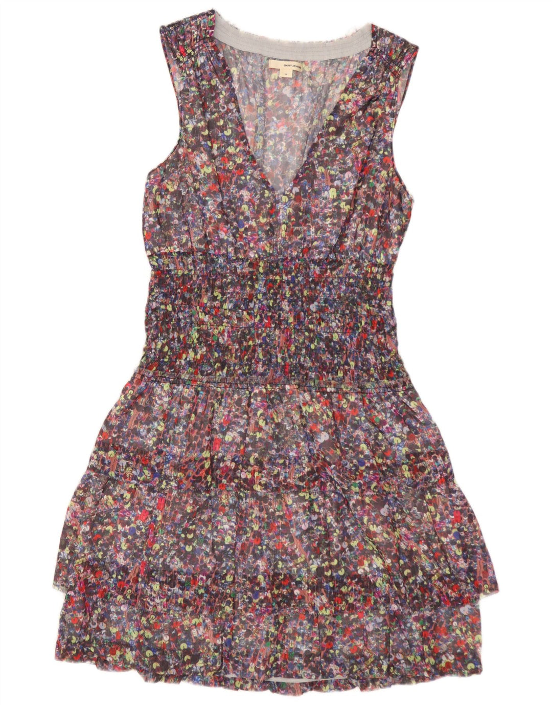 DKNY Kvinders Ærmeløs Tiered Dress US 10 Large Multicolored Floral