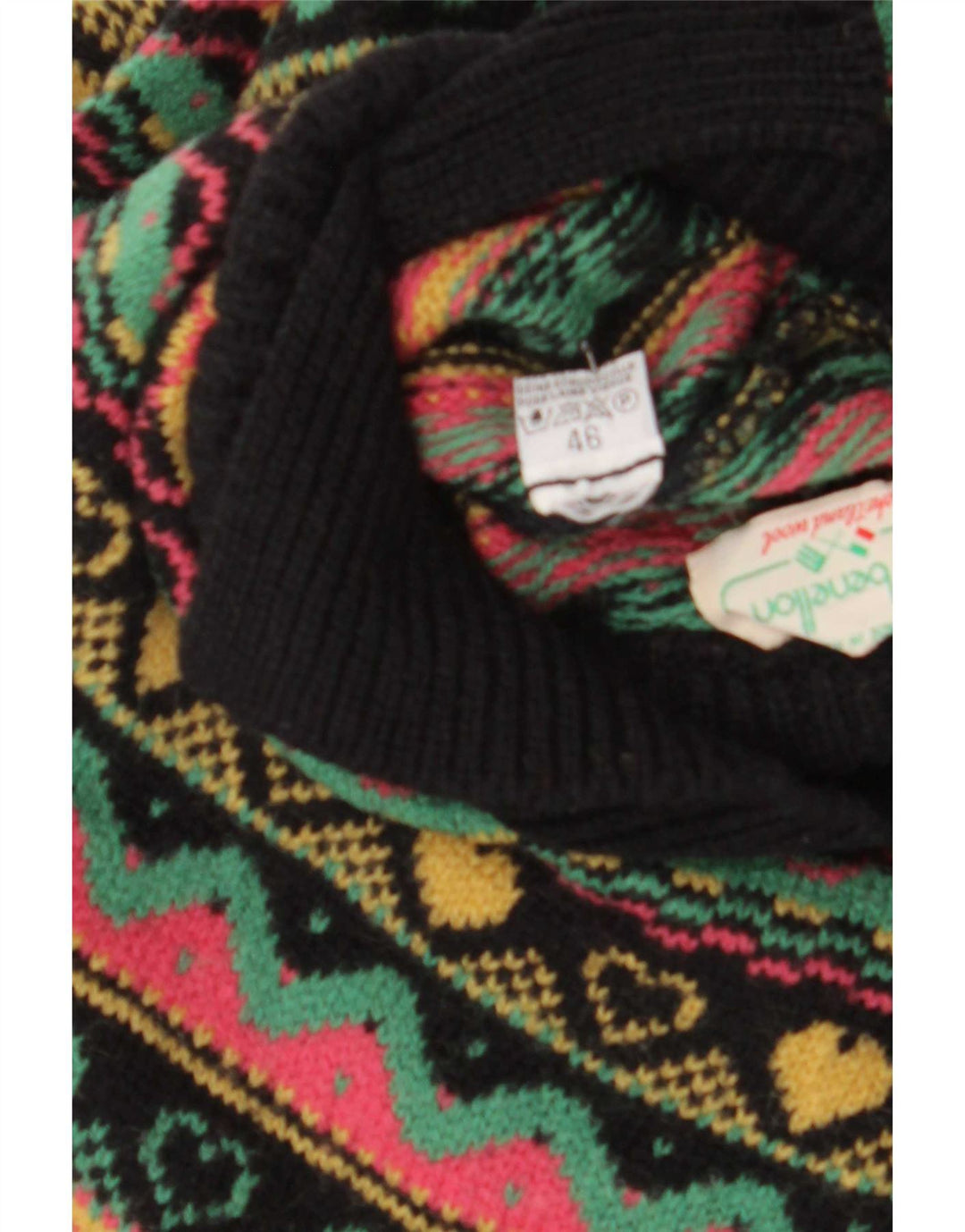 Benetton Dame Polo Neck Jumper Sweater IT 46 Stor Flerfarvet