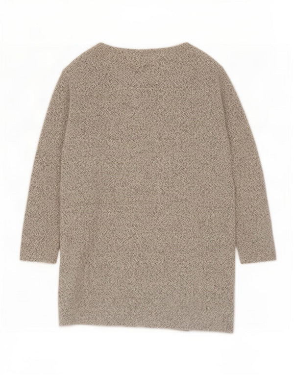 Zara Womens Open Cardigan Sweater UK 14 Medium Grey Flecked Bomuld