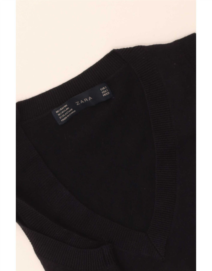 Zara Dame Vest Tank Top UK 8 Small Navy Blue Rayon