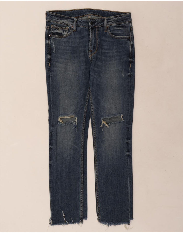 Guess Womens Distressed Slim Jeans W30 L29 Blå